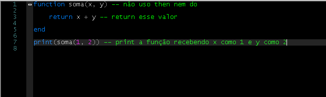 funções em Lua